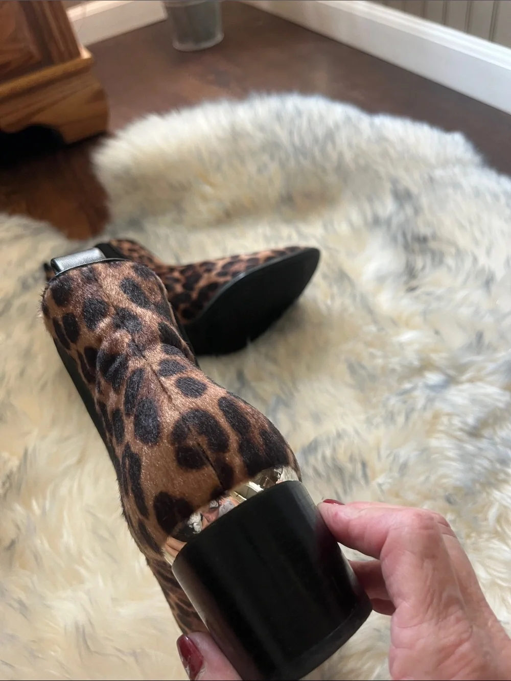 NEW Nine West Leopard Print Pointed Toe Ankle Boots - Brown